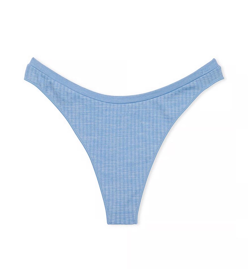 Victoria's Secret XXL SEAMLESS HIGH-LEG THONG PANTY Regatta Blue Ribbed
